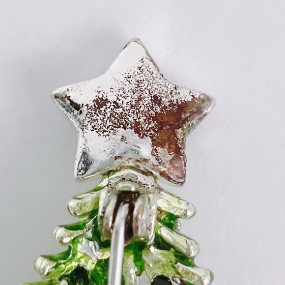 Signed Avon 2008 5th Annual Christmas Tree Brooch Green Enamel Rhinestones - Picture 8 of 11